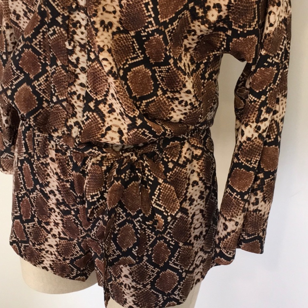 BCBGMaxAzria Brown Snake Print Romper - Picture 5 of 16